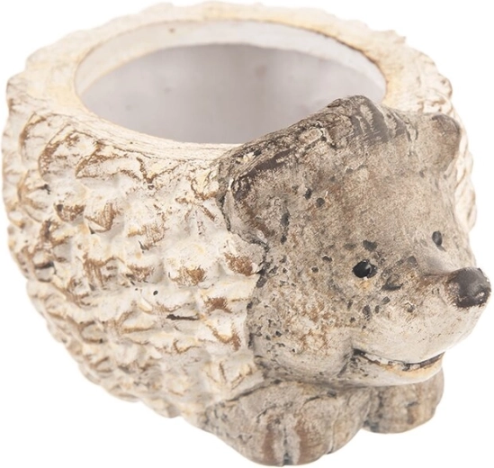 Decorative hedgehog planter made of polyresin with a pebble-textured design