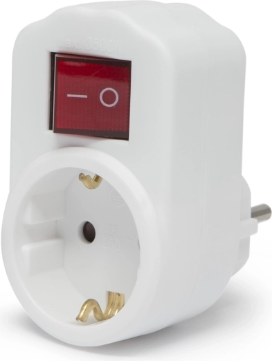 Power adapter with one socket and switch