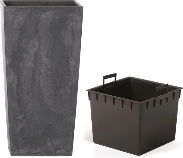 Urbi Square Planter with Concrete Effect 40 × 40 × 75 cm, Anthracite