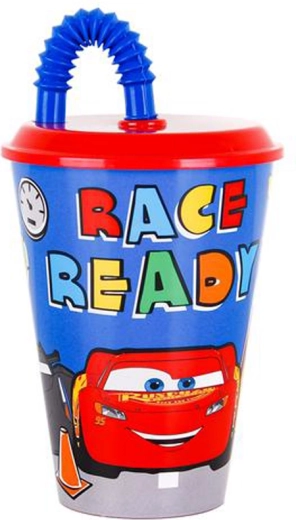 Пластмасова чаша със сламка CARS 430 мл