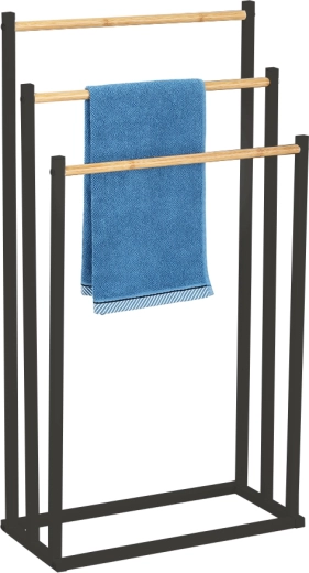 Triple Towel Stand Black 45 × 22 × 85 cm
