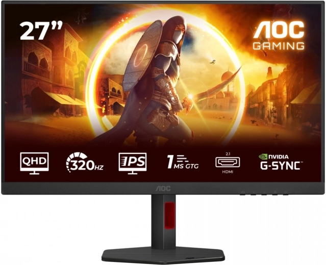 AOC 27" геймърски монитор Q27G4SRU Fast IPS 320 Hz, QHD, HDMI/DP, pivot, високоговорители