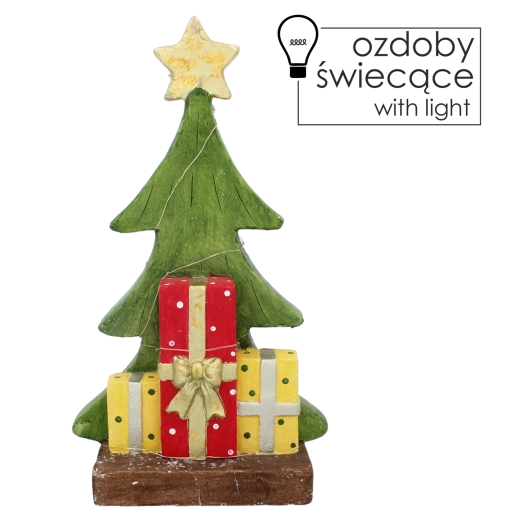 Christmas figurine – tree with gifts with LED lighting 45.5 cm