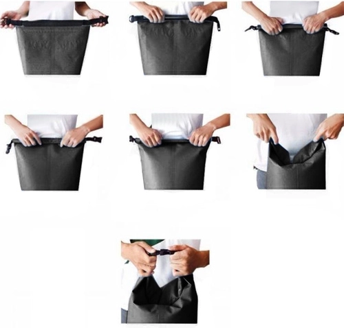 Waterproof sealing with roll-top closure