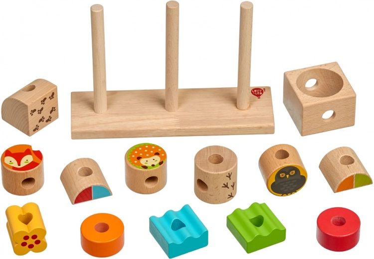Sturdy wooden base with three pegs