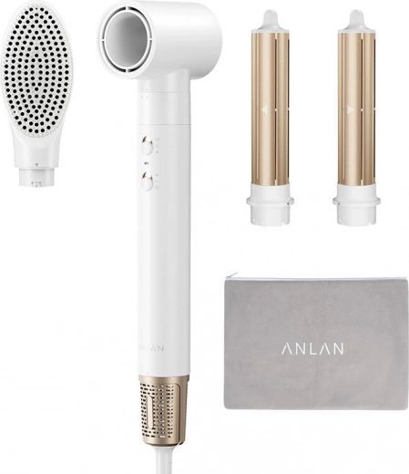 All-in-one: dryer, curler, and brushes
