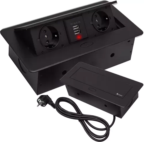 Двоен контакт Schuko + 2 USB за бързо зареждане