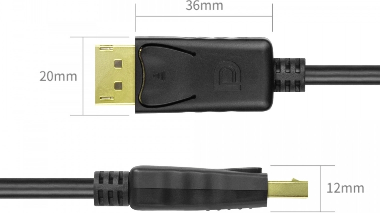 Gold‑plated connectors and precise dimensions