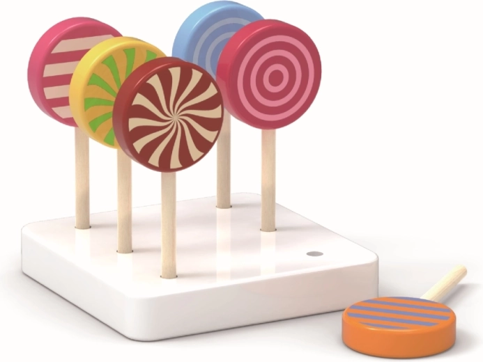 Six colorful lollipops