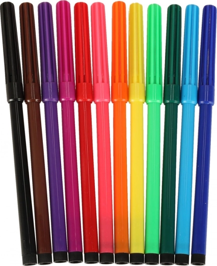 12 цветни флумастера и ред на масата