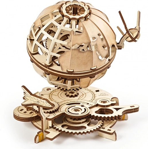 Movable globe with visible gears