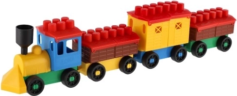 Цветен влак с три вагончета