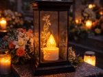 Соларен фенер с LED свещ 14 × 14 × 28 см