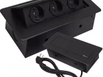 Recessed pull-out desktop socket Izoxis, 3× 230 V (Schuko), black