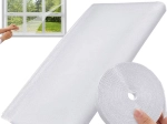 White window insect screen with adhesive hook-and-loop tape 150 × 180 cm