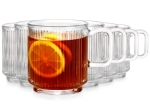 Mugs 350 ml, set of 6, ribbed glass Vilde