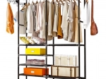 Ruhhy XXL freestanding clothes rack with 6 shelves and 8 hooks