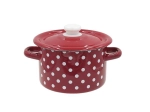 Enamel pot with lid 2 l red with white polka dots