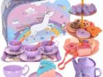 Children’s tea set in a suitcase with sweets