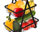 Two-tier fruit and vegetable basket Ruhhy – black metal