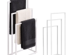 ModernHome freestanding metal towel rack with 3 bars, white