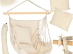 Brazilian Hanging Chair with Footrest 130 cm Beige