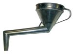 Metal funnel with bent spout and strainer