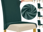 Elastic chair covers RUHHY, bottle green, 6 pcs