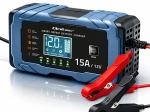 Qoltec интелигентно зарядно за автомобилни акумулатори 12 V 15 A с функция за ремонт за AGM/GEL/LiFePO4