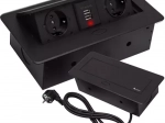 Izoxis built-in pop-up socket for countertop 2× 230 V + 2× USB, black