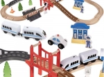 Kruzzel wooden battery-powered train track with bridge 3.2 m