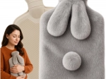Ruhhy rubber hot water bottle with plush cover bunny 1.8 L