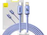 Baseus Crystal USB‑C to Lightning Cable 2 m, 20 W PD, Purple