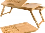 Bamboo adjustable laptop table 17″ with ventilation and drawer