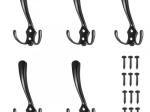 Wall hook in loft style, matte black, triple – set of 5 pcs