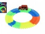 Glow-in-the-dark flexible race track with battery-powered car, 57 pieces, 72 cm