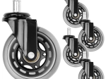 Rubber casters for office chair 75 mm, 11 mm stem, 5 pcs