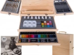 Maaleo painting and drawing set in a wooden case with easel (83 pieces)