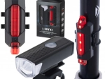Комплект LED светлини за велосипед – предна и задна, с USB