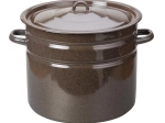 Enamel pot with lid 20 l, brown