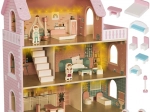 Kruzzel large wooden dollhouse with LED lighting and furniture (3 floors)