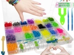 DIY XXL rubber band bracelet-making set with organizer and loom