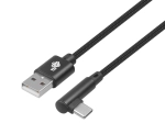 USB към USB-C кабел 1,5 m с прав ъгъл, черен плетен